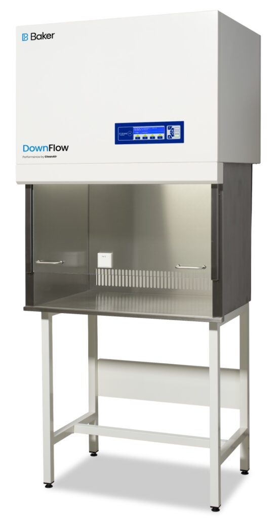 CleanAir by Baker PCR laminar flow cabinet for polymerase chain reaction work.