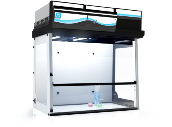 Erlab captair 483 smart wide ductless fume hood. 124 cm wide laboratory hood for user protection against chemicals.