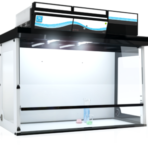 Erlab captair 633 smart wide ductless fume hood. Hotte de laboratoire de 156 cm de large pour la protection des utilisateurs contre les produits chimiques.
