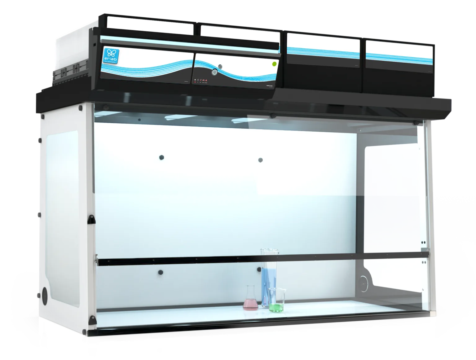 Erlab captair 714 smart ductless fume hood. 177 cm wide laboratory hood for user protection against chemicals.