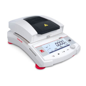 L'analyseur d'humidité Ohaus MB62 ou balance d'humidité utilisant la technologie de la fibre de carbone pour une analyse rapide de l'humidité.