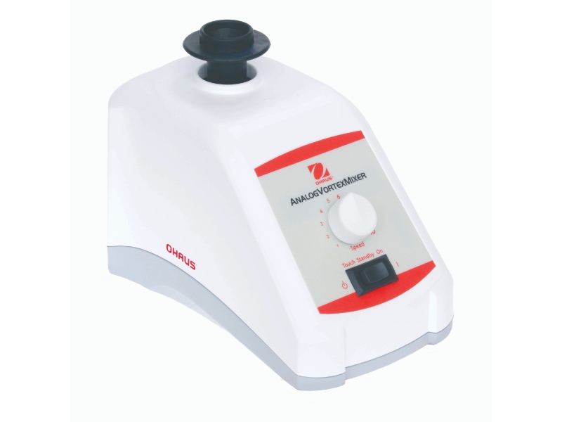 Ohaus vxmndg vortex mixer with cuphead insert and analog control for laboratory sample mixing.