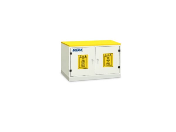 Armoire de stockage de produits chimiques anticorrosion Exacta pour acides et bases. Capacité de stockage de 100l