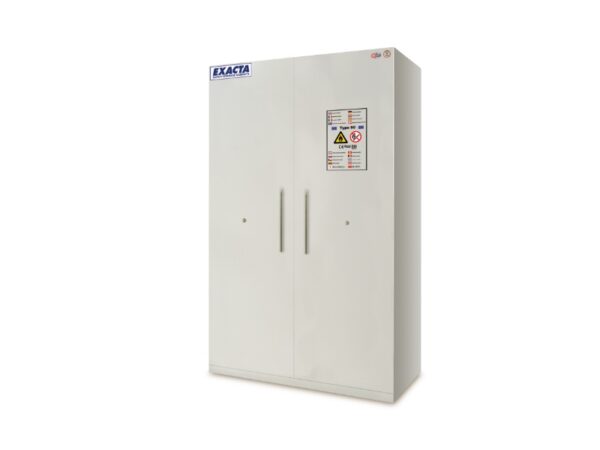 Brandwerende kast 90 minuten - Hoog, 2 deuren - 3 retentieplateaus van gelakt staal, 1 retentiebak en 1 rooster - B 1200 x D 600 x H 1950 mm
