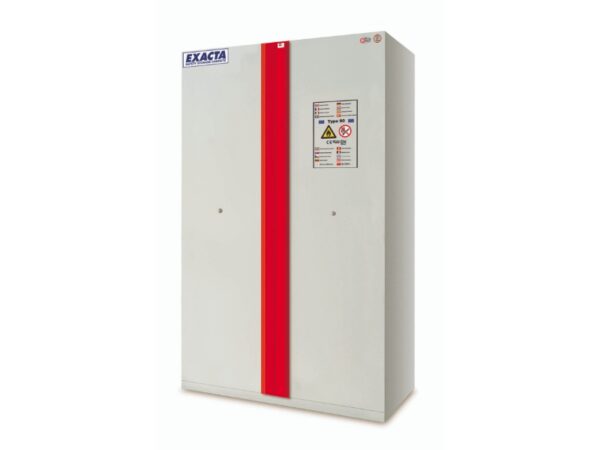 Brandwerende kast 90 minuten - Hoog, 2 deuren - 3 retentieplateaus van gelakt staal, 1 retentiebak en 1 rooster - B 1200 x D 600 x H 1950 mm