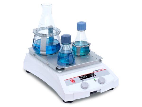 Ohaus ENDEAVOR 5000 light duty laboratory orbital shaker with erlemeyers and flasks