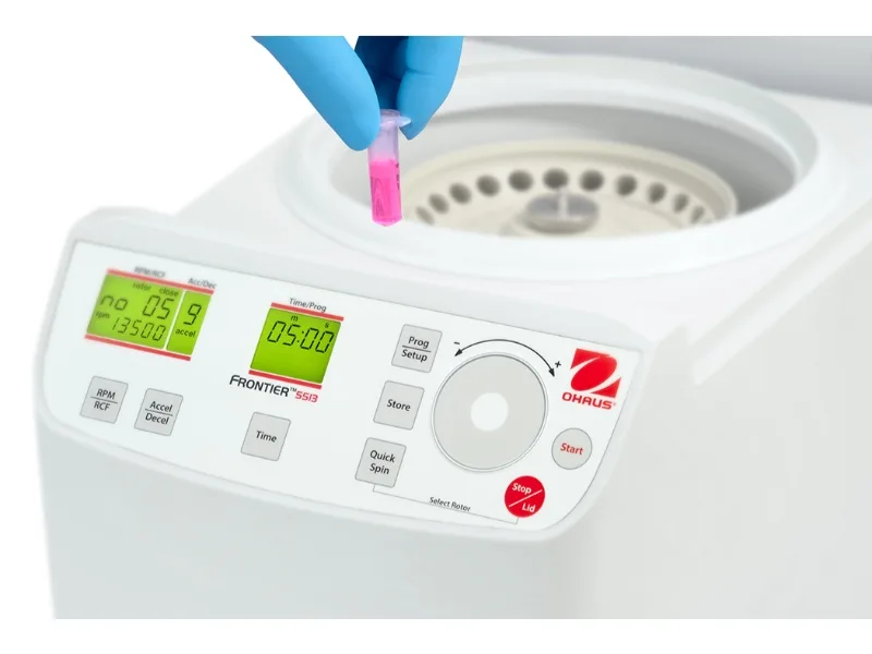 Ohaus Frontier FC5513 microtube centrifuge for 1,5ml or 2ml tubes. Microtube loading