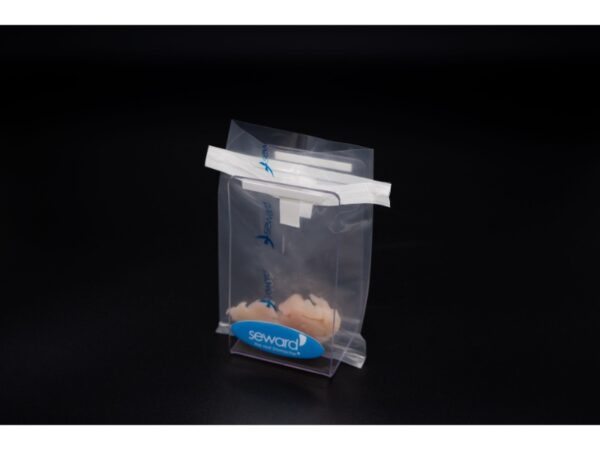 Stomacher 80 Biomaster closure bags for secure sealing in laboratory blender applications. with bag opener