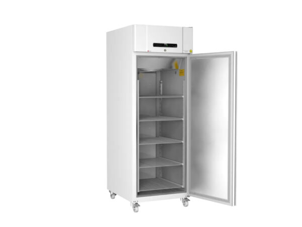 Gram Bioline Biocompact II 610 laboratory fridge or freezer with solid door and stainless steel wire shelves open