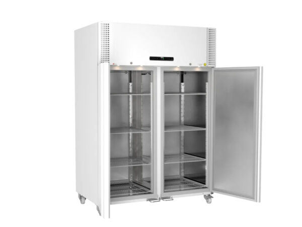 Ultra-large pharmaceutical refrigerator with open doors – BioPlus ER1400 shown with clean white exterior, ideal for professional environments