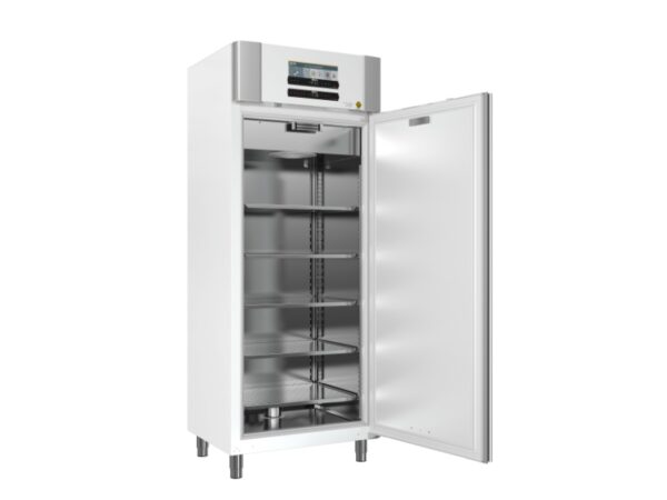 ATEX ducted laboratory refrigerator for petrochemical use – ExGuard ER600 shown with clean white exterior, ideal for professional environments. open door