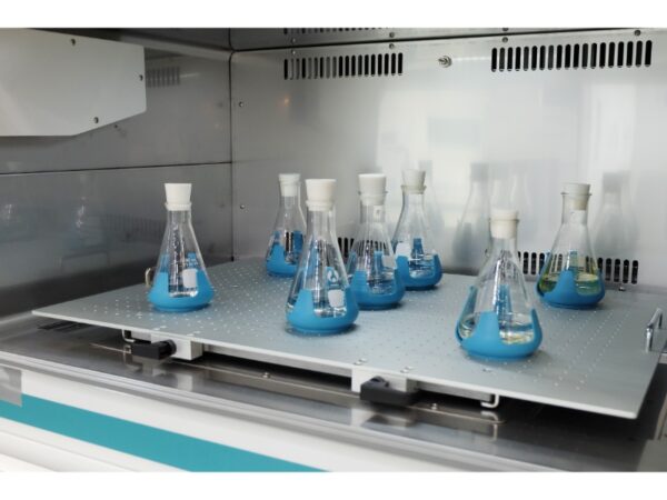 Jeiotech stacked ISS-7000 shaking incubator for precise temperature-controlled orbital shaking in laboratories. picture interior