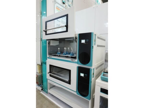 Jeiotech stacked ISS-7000 shaking incubator for precise temperature-controlled orbital shaking in laboratories. one open unit