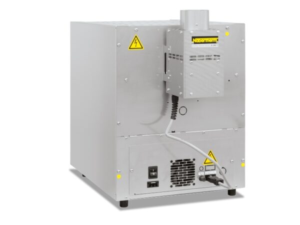 Rear view of Nabertherm L9/12 muffle furnace showing ventilation and power connections