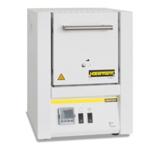 Compact Nabertherm LE 1/11 muffle furnace with closed door and digital control panel for laboratory heating