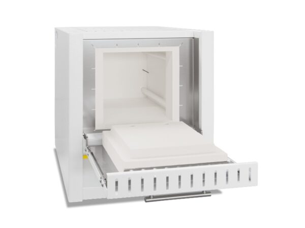 Open Nabertherm LE 14/11 muffle furnace with deep chamber and durable ceramic insulation