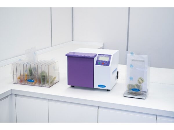 Stomacher 400 Circulator lab blender for efficient and reliable sample homogenization. bag rack and bag opener at side