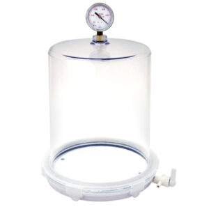 Jeiotech VDP-25G cylindrical vacuum desiccator with gauge for precise vacuum control