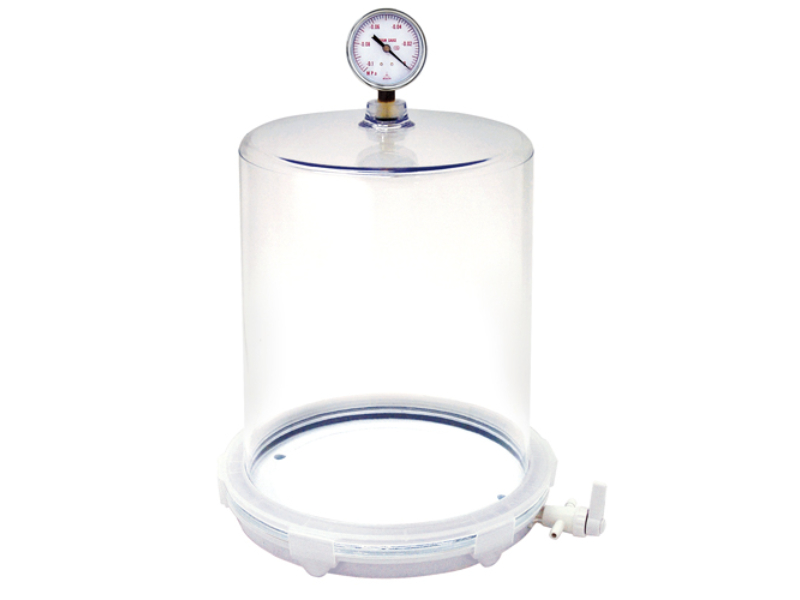 Jeiotech VDP-25G cylindrical vacuum desiccator with gauge for precise vacuum control