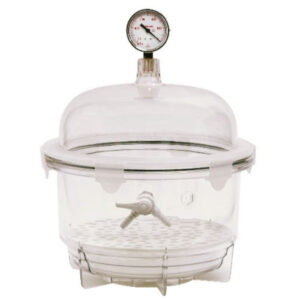 Jeiotech VDR-20G round vacuum desiccator with built-in vacuum gauge for monitoring