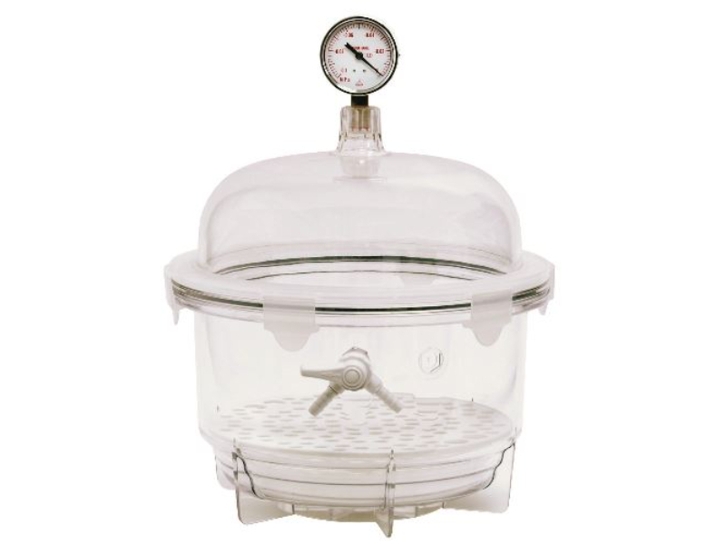 Jeiotech VDR-20G round vacuum desiccator with built-in vacuum gauge for monitoring