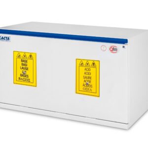 Exacta EO711ABT large laboratory cabinet for acids and bases, dual-compartment under-bench chemical storage cabinet for safe chemical segregation, 105 kg.
