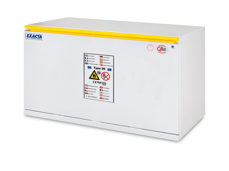 Exacta EOF610T large fire resistant safety cabinet, EN 14470-1 Type 90 chemical storage cabinet for safe handling of flammable materials, 80 kg.