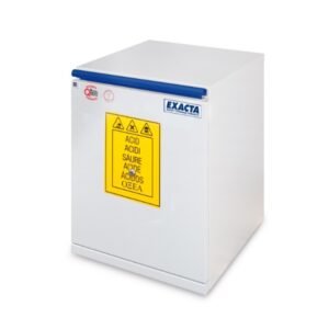 Exacta EO704AT acid storage cabinet, compact hazardous materials cabinet for laboratories, EN 14470 safety storage for corrosive chemicals, 9L capacity.