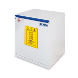 Exacta EO705AT under-bench hazardous substance cabinet, acid storage safety cabinet certified EN 14470 for laboratory chemical safety, 12L capacity.