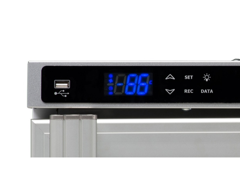 Digital controller display of Nordic Lab ULT U100 ultra low freezer with data logging