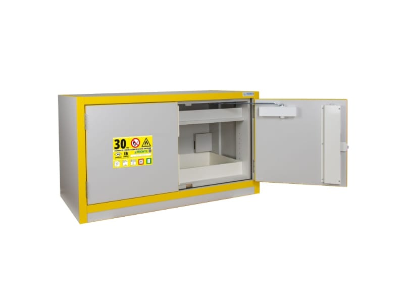 Trionyx 3032E Type 30 underbench flammable storage cabinet, 2 doors, 635 mm high, 60 L capacity