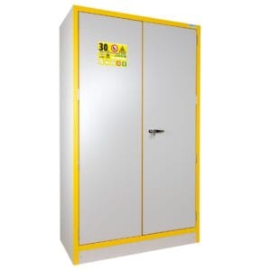 Trionyx 3035E Type 30 flammable safety cabinet, double door, 1980 mm high, 250 L volume