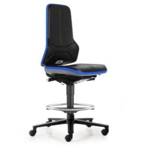 Bimos Neon 2 Extended laboratory chair with foot ring and ergonomic adjustments for 90 cm bench